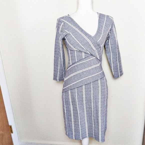 Anthropologie Maeve Blue and White Faux Wrap Dress - Picture 1 of 7